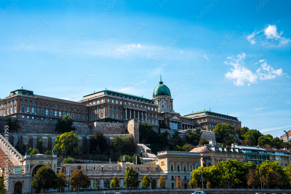 The Royal Palace of the Austro-Hungarian, Hapsburg Kings stands high above the city of Budapest in Hungary watching over the city below