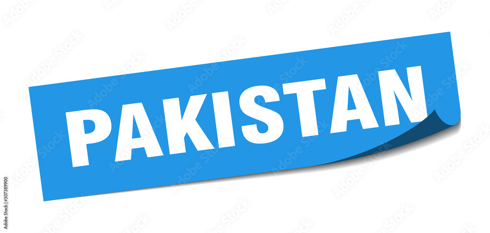 Pakistan sticker. Pakistan blue square peeler sign Pakistan sticker. Pakistan blue square peeler sign