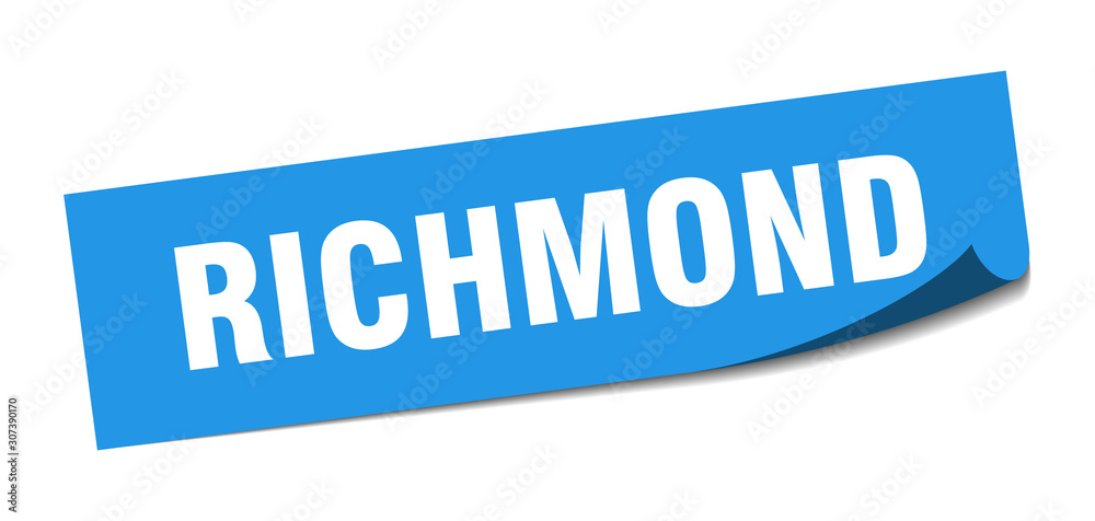 Richmond sticker. Richmond blue square peeler sign