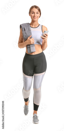 Sporty young woman with mob...