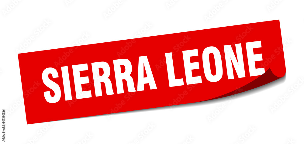 Sierra Leone sticker. Sierra Leone red square peeler sign Sierra Leone sticker. Sierra Leone red square peeler sign