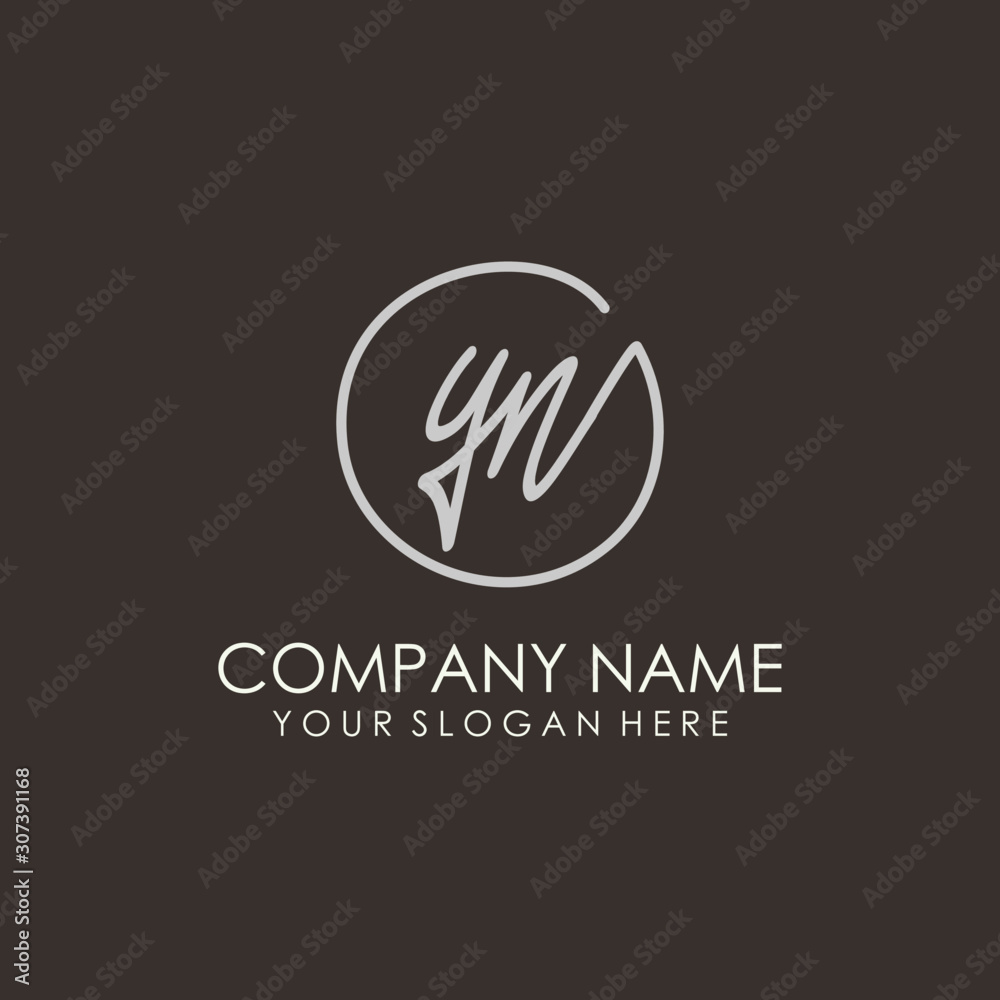 YN initials signature logo. Handwritten vector logo template connected to a circle. Hand drawn Calligraphy lettering Vector illustration. YN initials signature logo. Handwritten vector logo template connected to a circle. Hand drawn Calligraphy lettering Vector illustration.