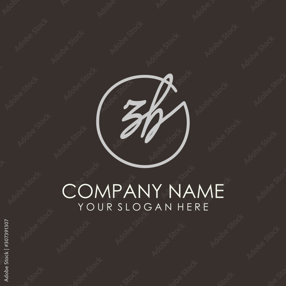 ZB initials signature logo. Handwritten vector logo template connected to a circle. Hand drawn Calligraphy lettering Vector illustration. ZB initials signature logo. Handwritten vector logo template connected to a circle. Hand drawn Calligraphy lettering Vector illustration.