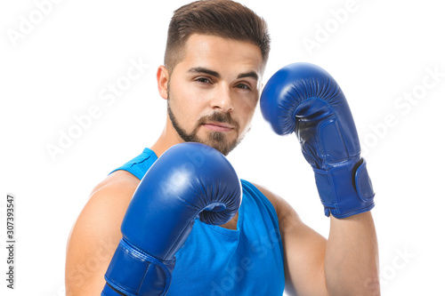 Sporty young boxer against ...
