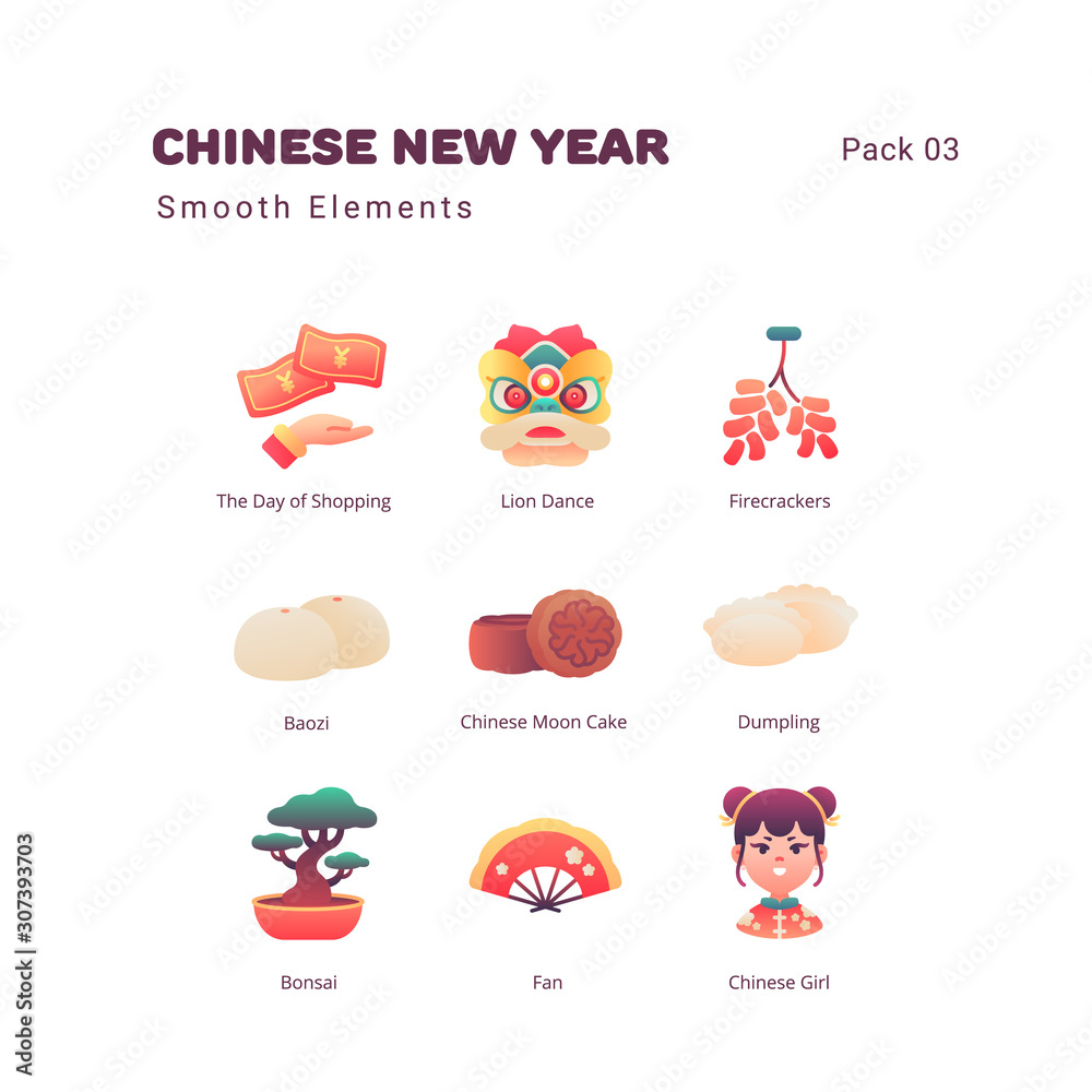 Chinese New Year illustration elements icons