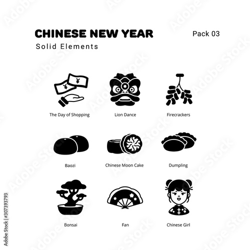 Chinese New Year solid elements icons