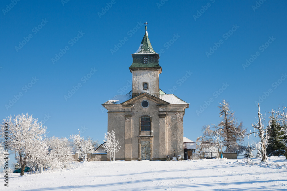 old church in the czech republik in the winter