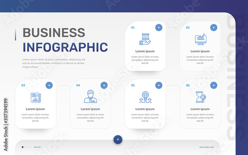 Business infographic Vector with 5-6 steps. Used for business presentation, information, education, connection, marketing, project, strategy, technology, creative, abstract, stairs,i dea, text, work.