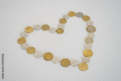 coins on white background