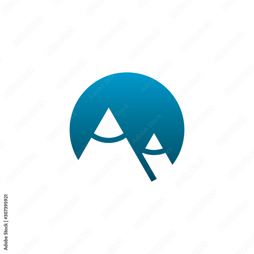 color circle mountain tent logo design color circle mountain tent logo design