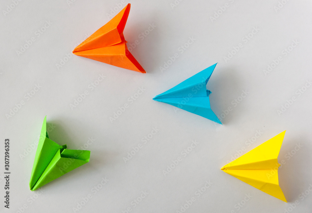 Paper plane on white background. Different vision creative and Innovative solution for Business concepts. Paper plane on white background. Different vision creative and Innovative solution for Business concepts.