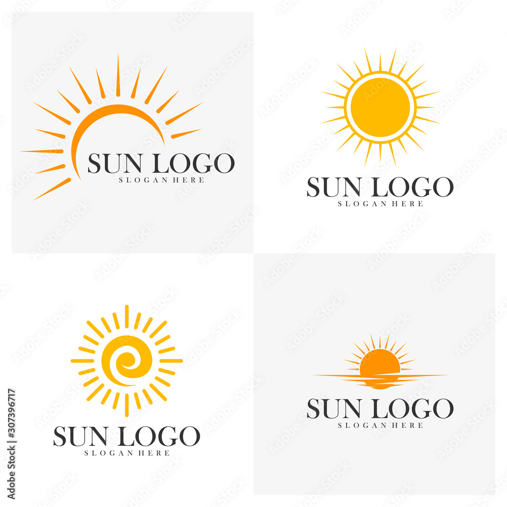 Fototapeta premium Set of Sun logo design vector template, Icon symbol, Illustration