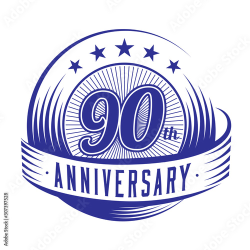 90 years anniversary design template. 90th logo. Vector and illustration.
