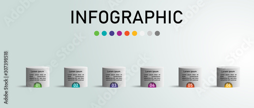 Cylinder infographic template for business, report, data, process, workflow and information presentation.