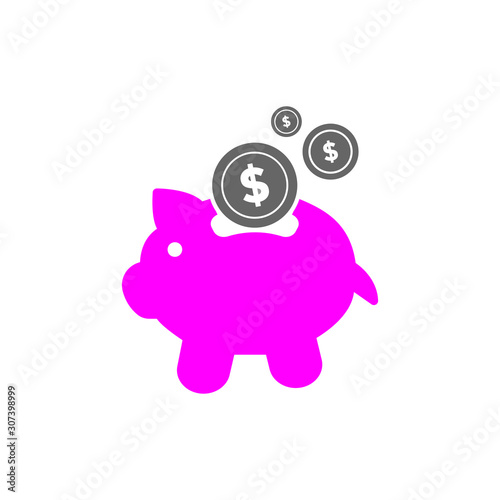 PIGGY BANK ICON TRENDY FLAT DESIGN