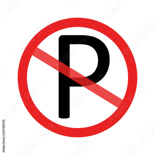 Parking in red prohibition sign. Isolated on white background