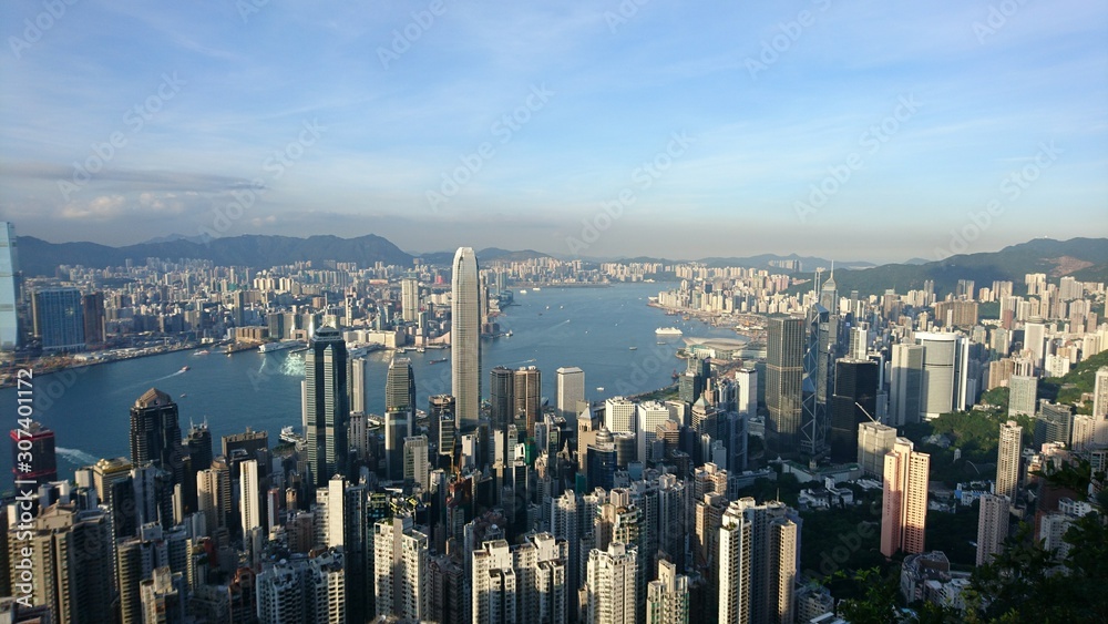 Hong Kong skyline on a rare clear summer day