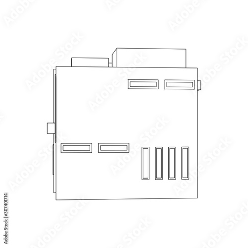 Modern House Building Line Art Isolated Vector Images