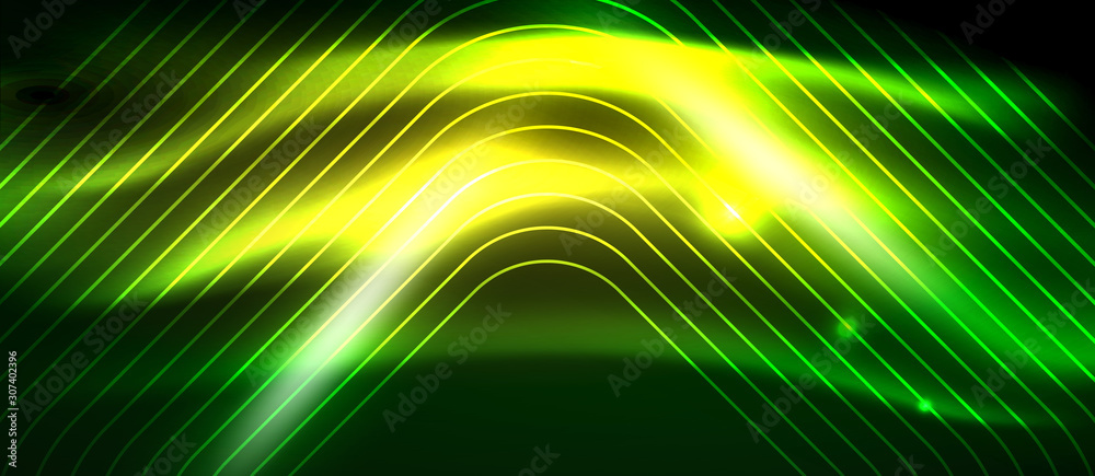 Dark background with neon glowing elements, shiny motion concept Dark background with neon glowing elements, shiny motion concept