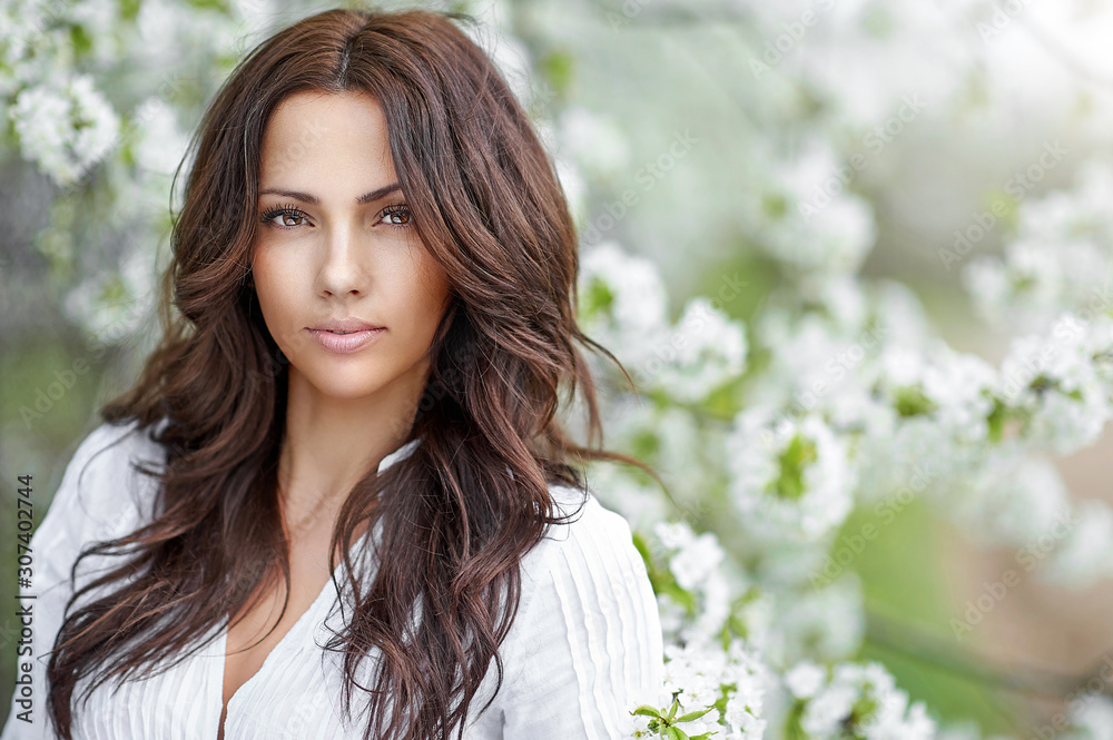 Beautiful young woman face closeup - perfect skin Beautiful young woman face closeup - perfect skin