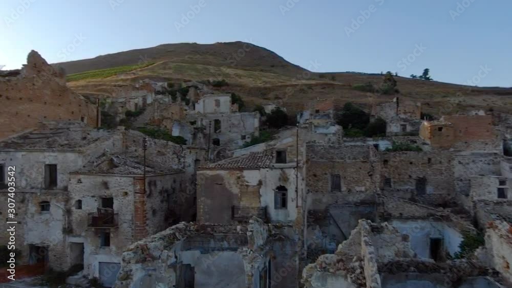 Village Ruins of Poggioreale, Sicily, southern Italy, aerial shot Village Ruins of Poggioreale, Sicily, southern Italy, aerial shot