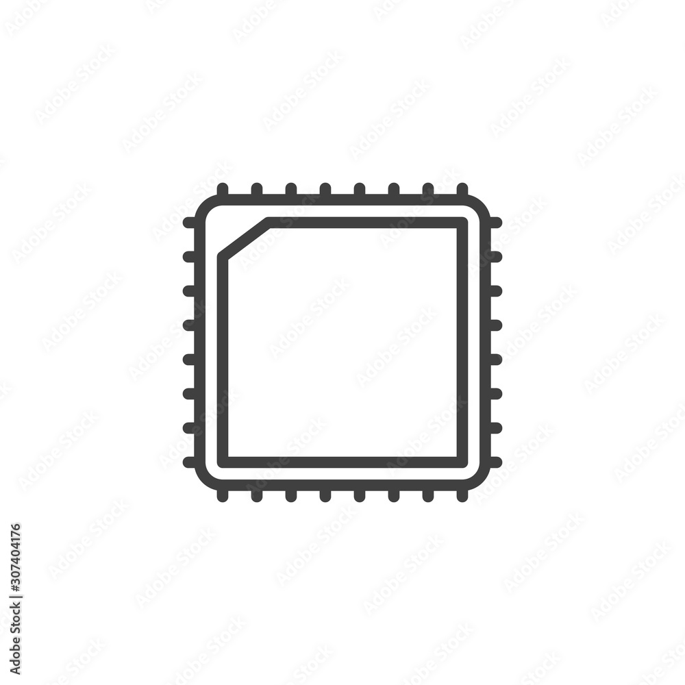 Computer chip line icon. Microchip linear style sign for mobile concept and web design. CPU, Processor outline vector icon. Symbol, logo illustration. Vector graphics Computer chip line icon. Microchip linear style sign for mobile concept and web design. CPU, Processor outline vector icon. Symbol, logo illustration. Vector graphics