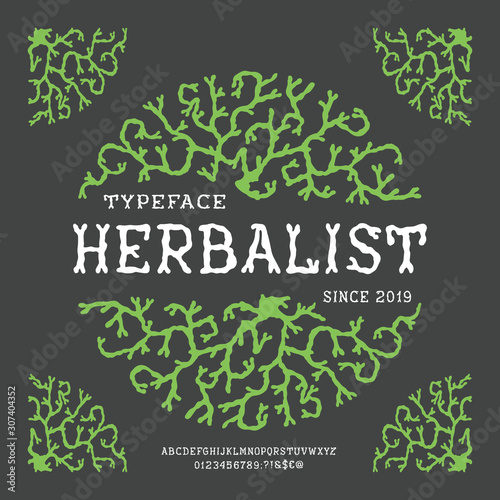  Display hand crafted vintage Font Herbalist. Hand crafted
