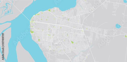 Urban vector city map of Corrientes, Argentina