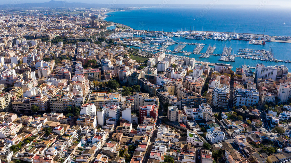 the port in Palma de Mallorca Spain view from the top