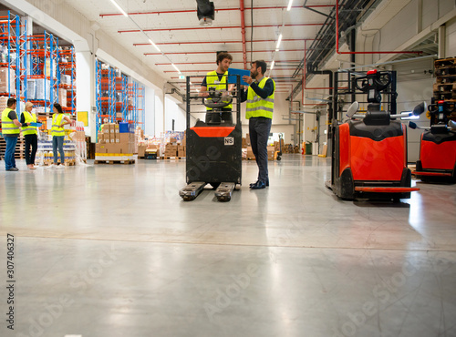 Training on a forklift, managers and workers 