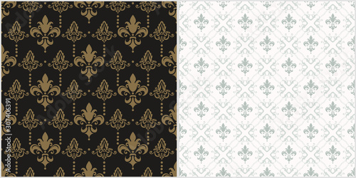Background pattern. Colors: black, gold, white. Retro style. Vector.