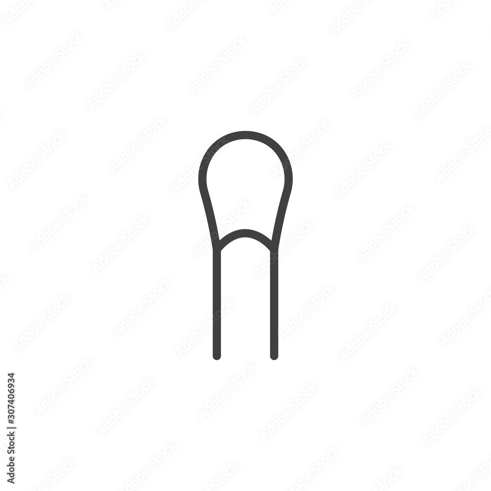 Electronic component, varistor line icon. linear style sign for mobile concept and web design. Resistor, semiconductor outline vector icon. Capacitor symbol, logo illustration. Vector graphics Electronic component, varistor line icon. linear style sign for mobile concept and web design. Resistor, semiconductor outline vector icon. Capacitor symbol, logo illustration. Vector graphics