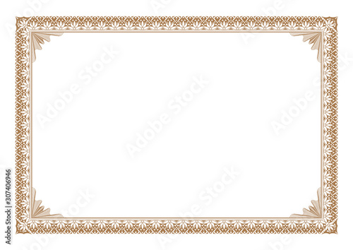 Blank Certificae border, ready add text, in gold color