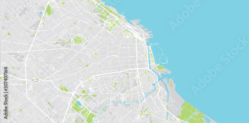 Urban vector city map of Buenos Aires, Argentina