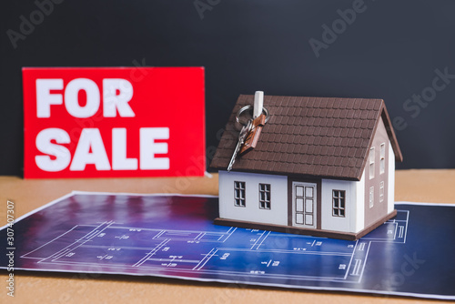 Model of house with key and...