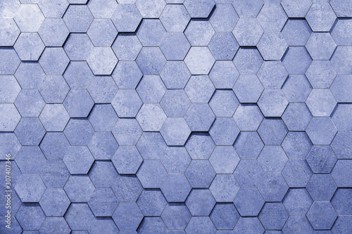 Geometric hexagons. Abstract silver metal background.