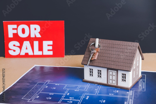 Model of house with key and...