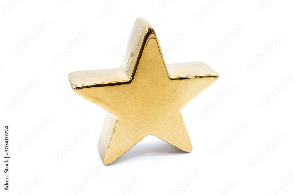 star isolated on white background, golden christmas star