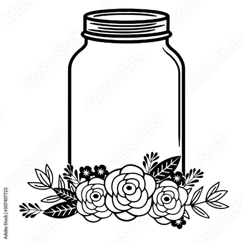 Floral mason jar Vector Design