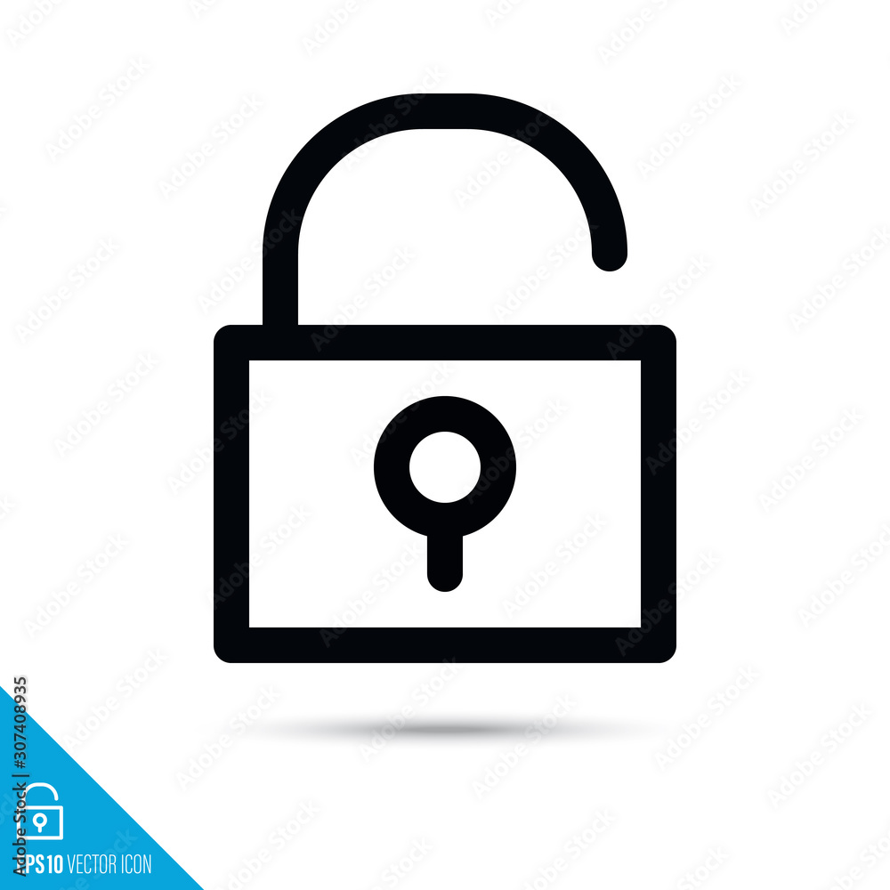 Insecure padlock UI symbol vector line icon Insecure padlock UI symbol vector line icon