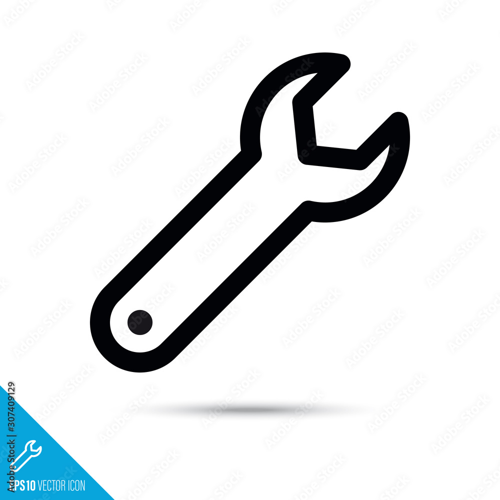 Wrench, settings UI symbol vector line icon Wrench, settings UI symbol vector line icon