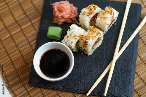 Sushi on a restaurant table