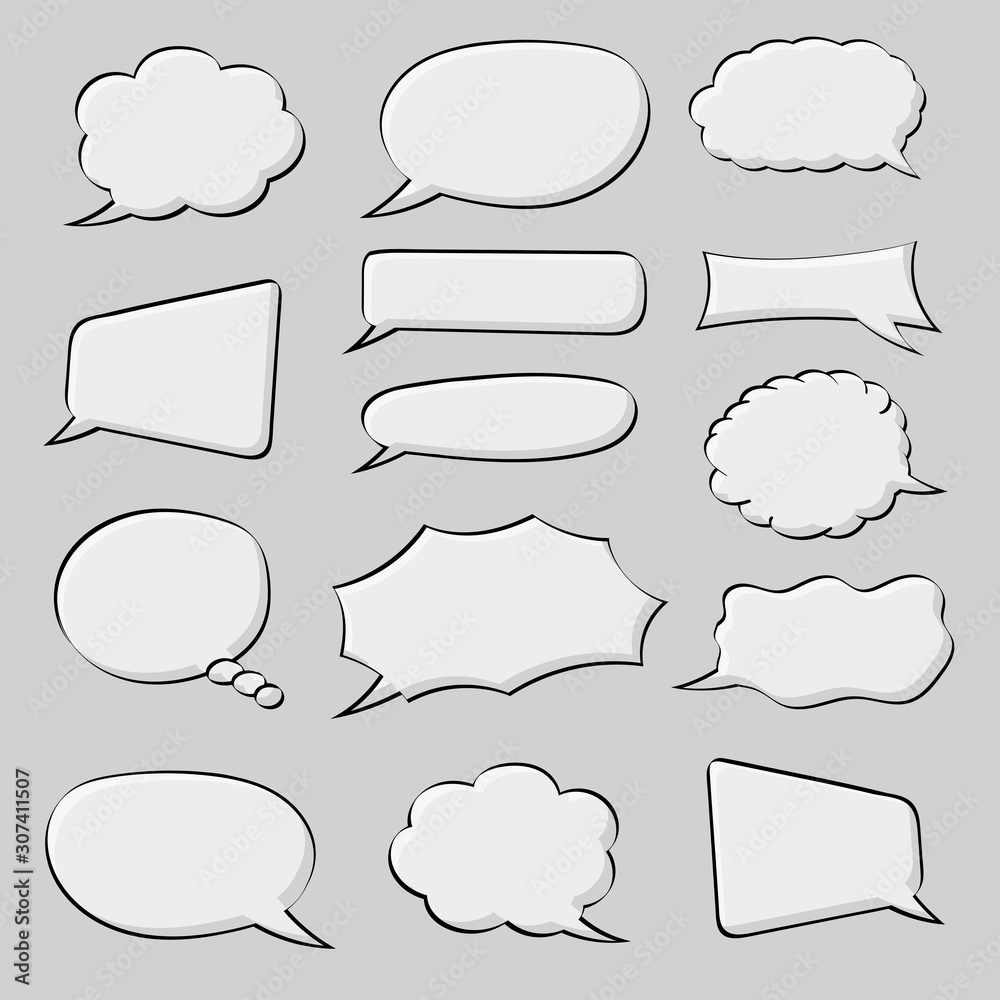 Obraz premium Speech bubbles. Hand drawn sketch on gray background