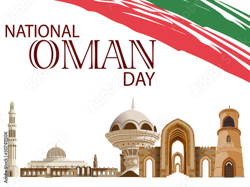 easy to edit vector illustration of patriotic greetings background for Happy National Oman Day on 18th November