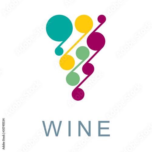 Grape bunch abstract vector illustration. Colored sketch drawn bunch of grapes. Part of set.