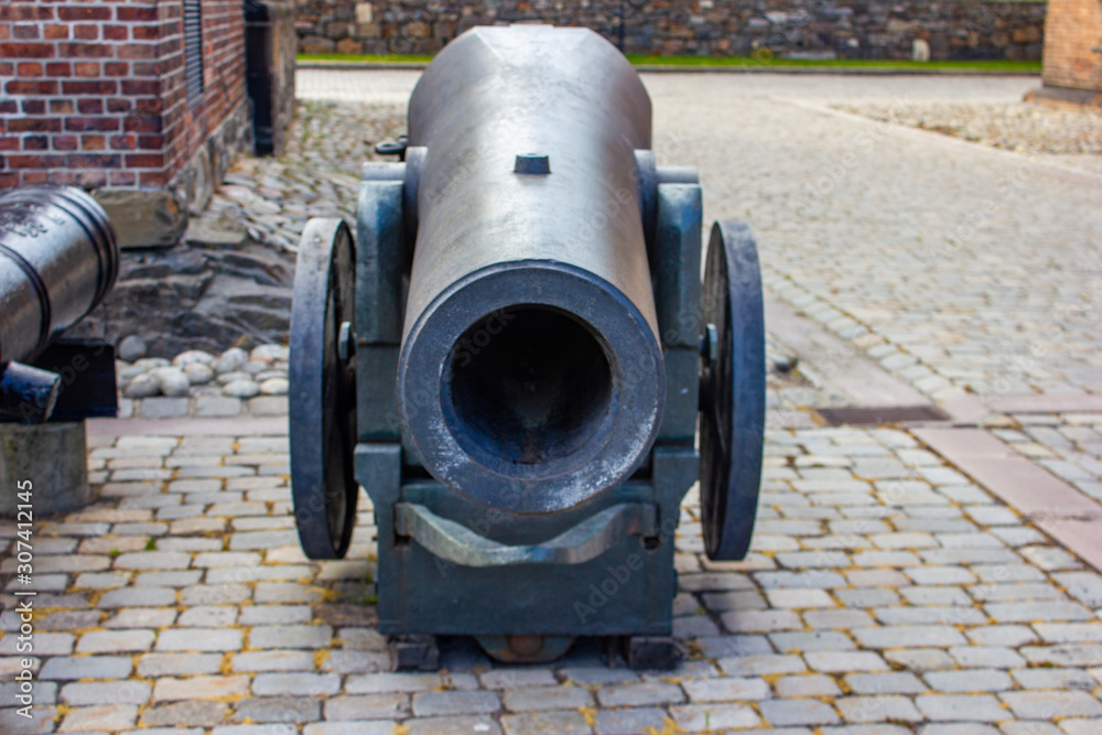 Old cannon in the defensive fortress of Oslo Old cannon in the defensive fortress of Oslo