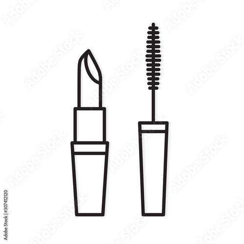 lipstick and mascara icon- vector illustration