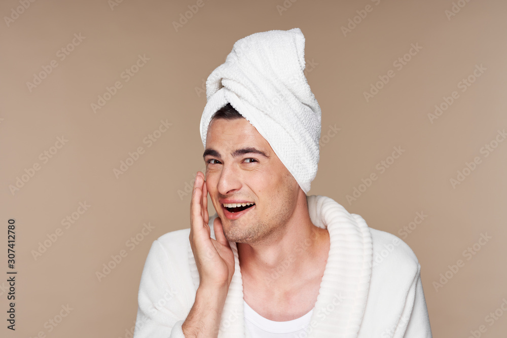 portrait of a woman in bathrobe portrait of a woman in bathrobe