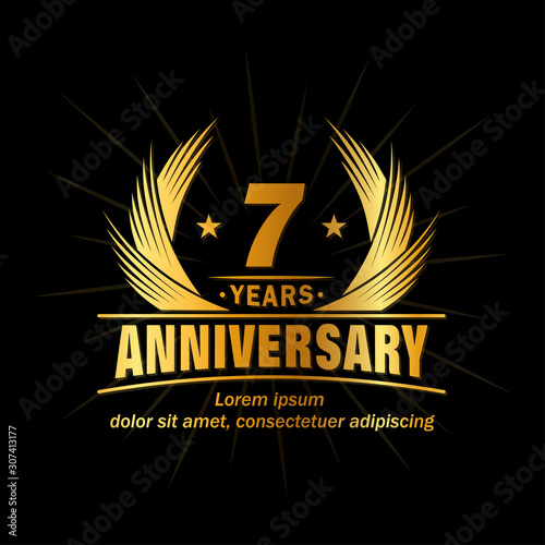 7 years logo design template. Anniversary vector and illustration template. 