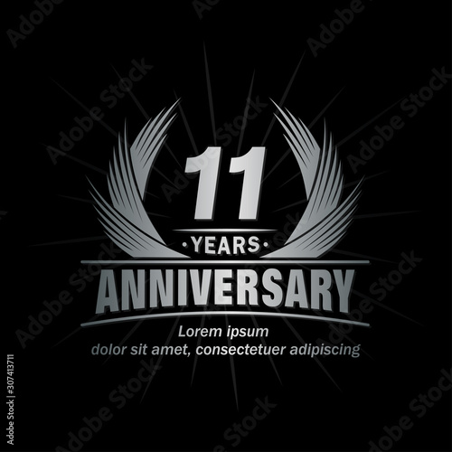 11 years logo design template. Anniversary vector and illustration template. 